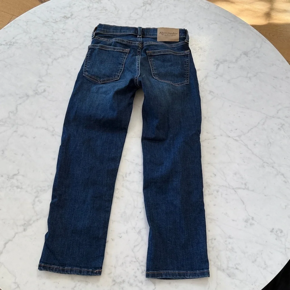 Abercrombie Kids Boys Dark Wash Straight Jeans Size 7/8 Regular Stretch Denim
